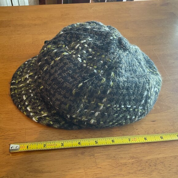 NWOT Size L/XL H&M green white plaid newsboy cap with green velvet bow - Picture 8 of 10